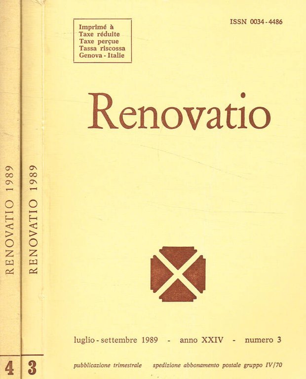 Renovatio. Rivista di teologia e cultura. Anno XXIV, n.3, 4, …