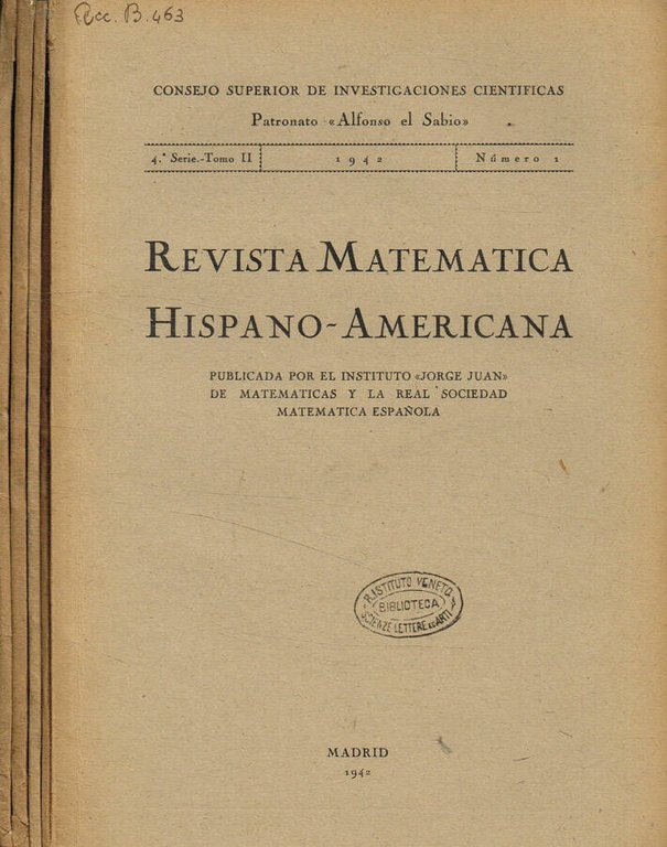 Revista matematica hispano-americana. IV serie, tomo II, fasc.1, 2, 3, … | Immagine Gallery 2