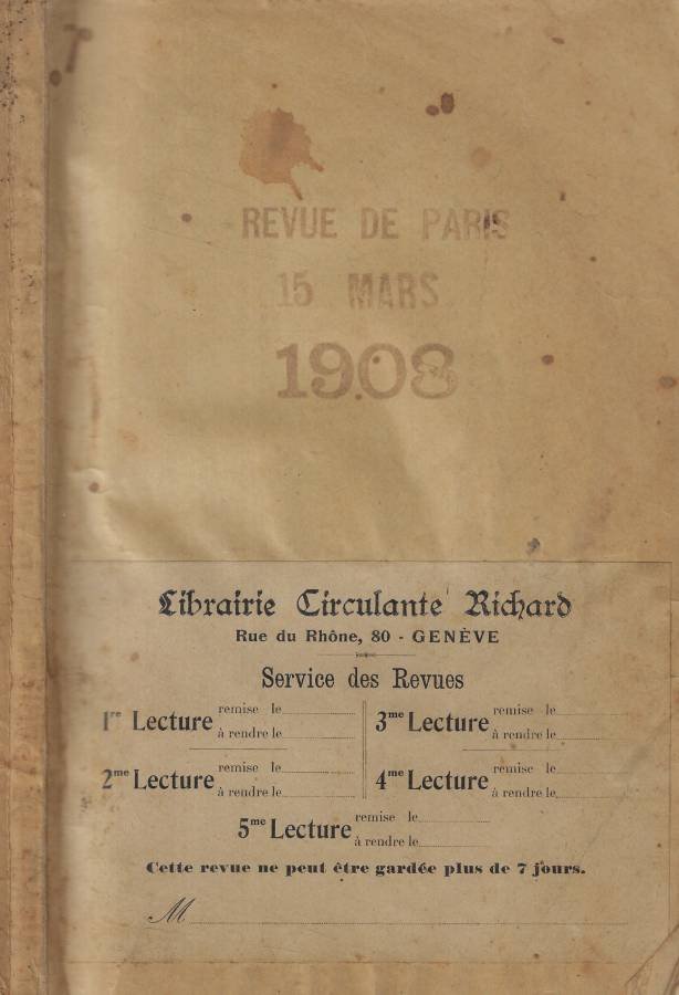 Revue de Paris n. 6 Anno 1908