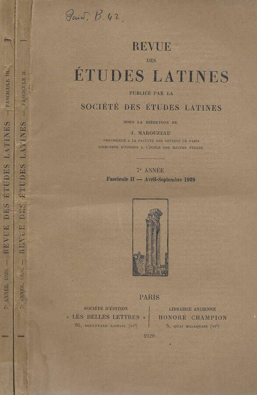 Revue des études latines publiée par la Société des études … | Immagine Gallery 2