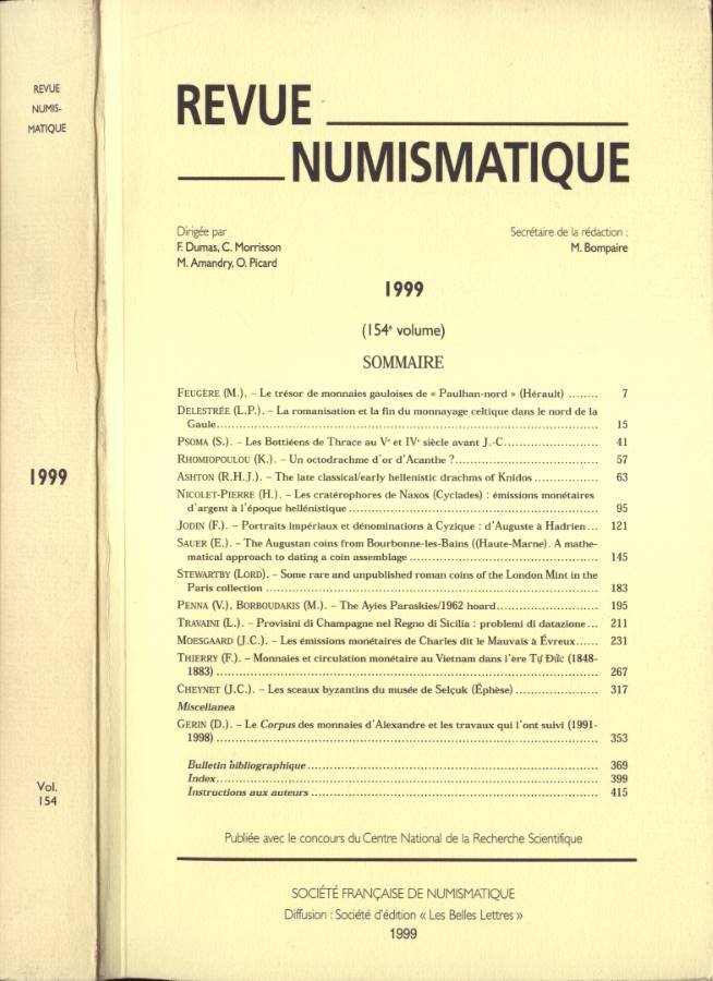 Revue numismatique Vol. 154 1999