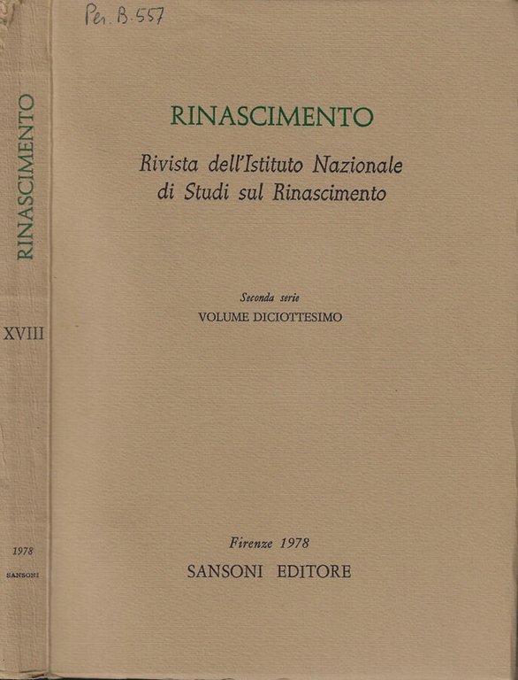 Rinascimento Vol. XVIII Anno 1978