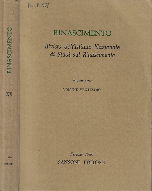 Rinascimento Vol. XXIII Anno 1980