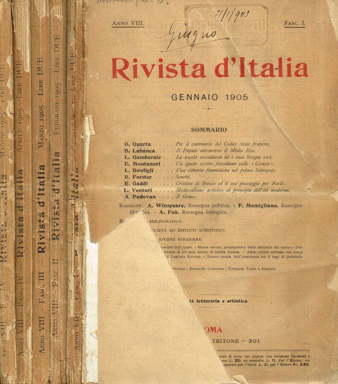 Rivista d'Italia. Lettere, scienza ed arti. Anno VIII, 1905, fasc.I …