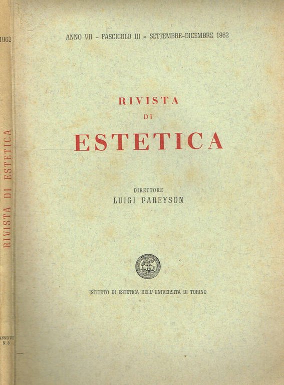 RIVISTA DI ESTETICA ANNO VII FASCICOLO III
