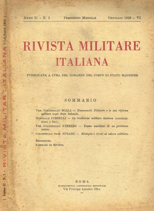 Rivista militare italiana N.1, gennaio 1928 | Immagine principale