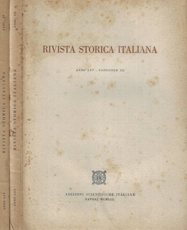 Rivista storica italiana Fasc. III-IV Anno 1953 | Immagine principale
