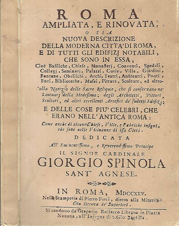 Roma ampliata e rinnovata o sia nuove descrizione della moderna …
