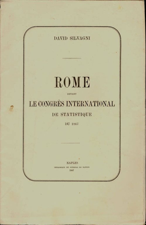 Roma devant le Congrès International de statistique-Memoire de Rome