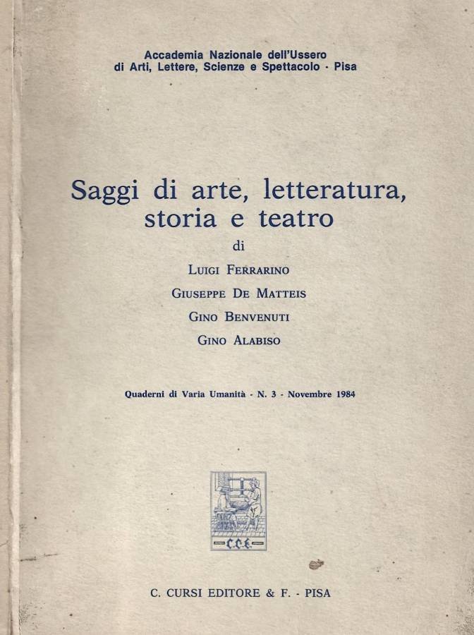 Saggi di arte, letteratura, storia e teatro (Autografo)