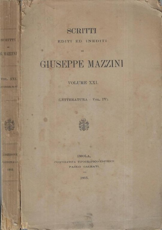 Scritti editi ed inediti di Giuseppe Mazzini Vol. XXI