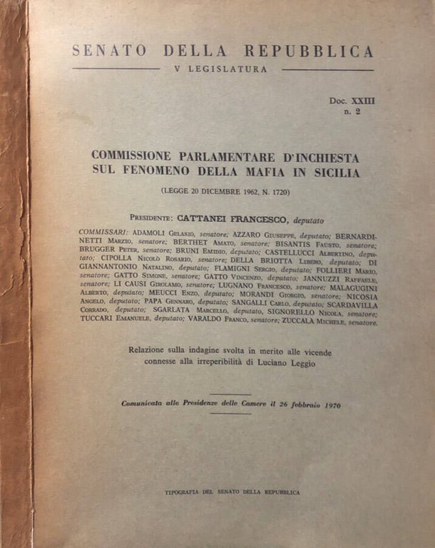 Senato Della Repubblica V legislatura Doc. XXIII N. 2