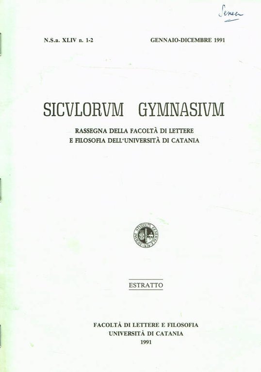 SICULORUM GYMNASIUM N.S.a.XLIV n.1-2 ESTRATTO | Immagine Gallery 2