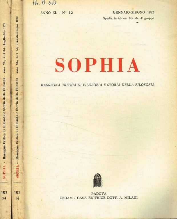 Sophia. Rassegna critica di filosofia e storia della filosofia. Anno …
