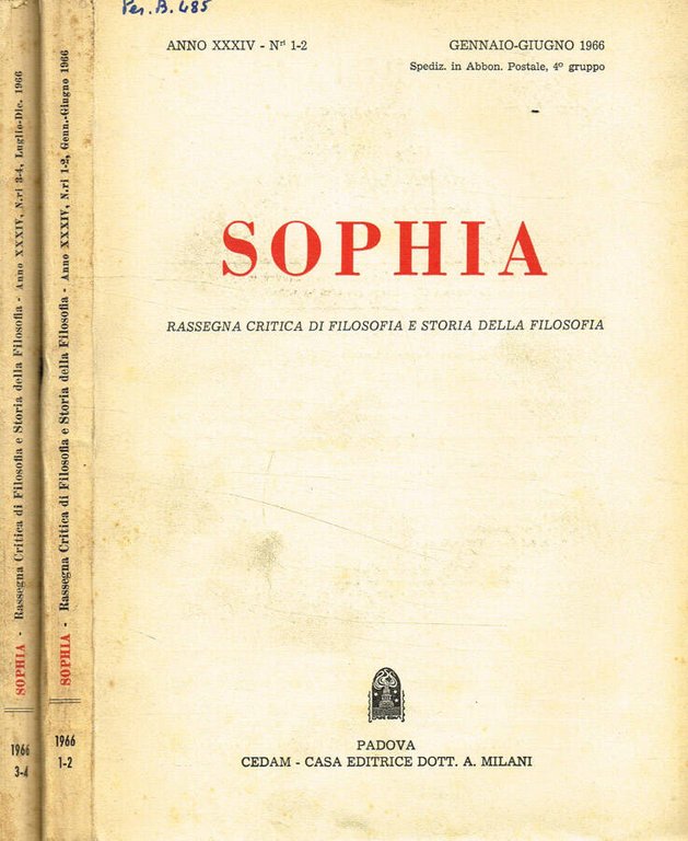 Sophia. Rassegna critica di filosofia e storia della filosofia. Anno …