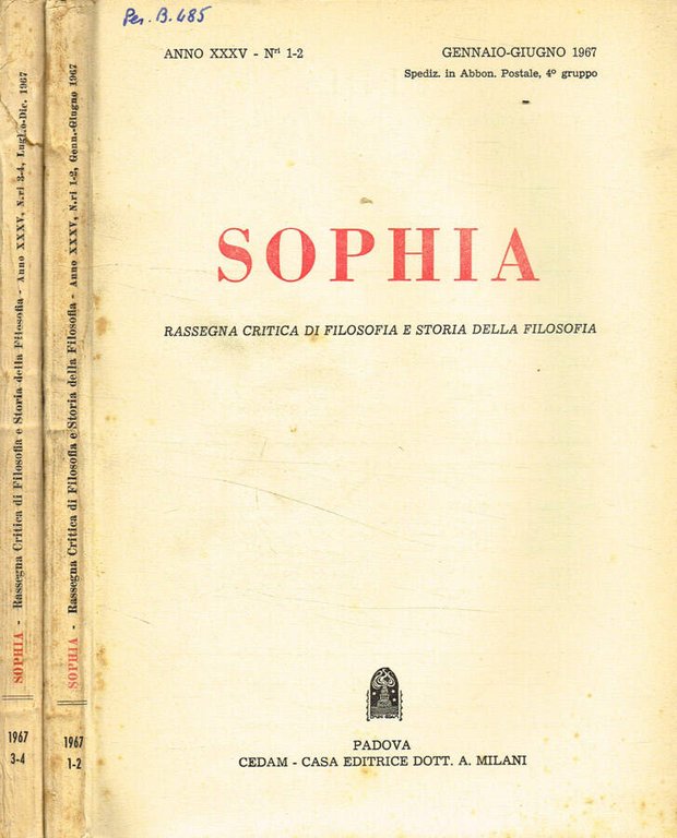 Sophia. Rassegna critica di filosofia e storia della filosofia. Anno …