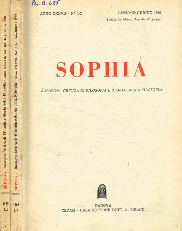 Sophia. Rassegna critica di filosofia e storia della filosofia. Anno …