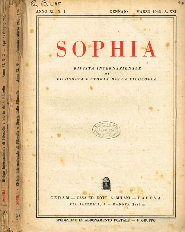 Sophia. Rivista internazionale di filosofia e storia della filosofia. Anno …