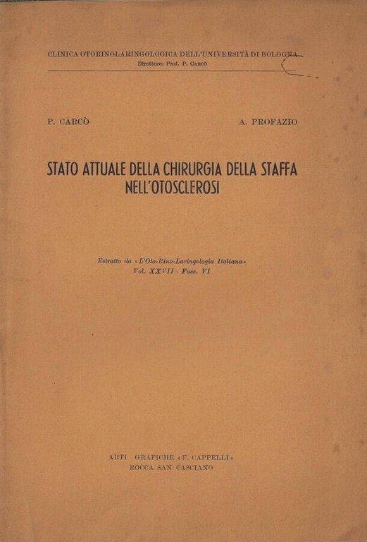 Stato attuale della chirurgia della staffa nell'otosclerosi