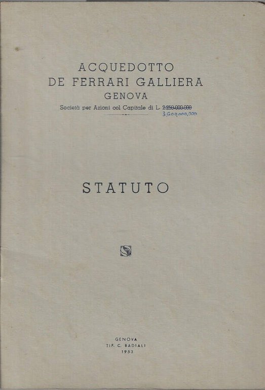 Statuto acquedotto de Ferrari Galliera Genova