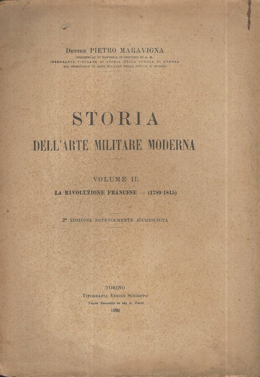 Storia dell'Arte Militare Moderna Vol II