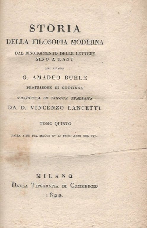 Storia della filosofia moderna, tomo quinto