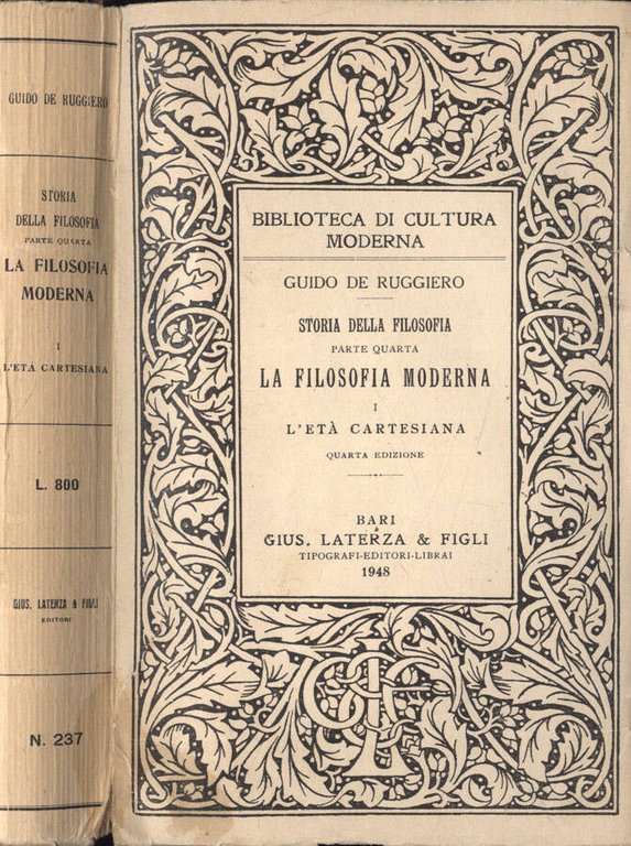 Storia della filosofia parte quarta. La filosofia moderna Vol. I