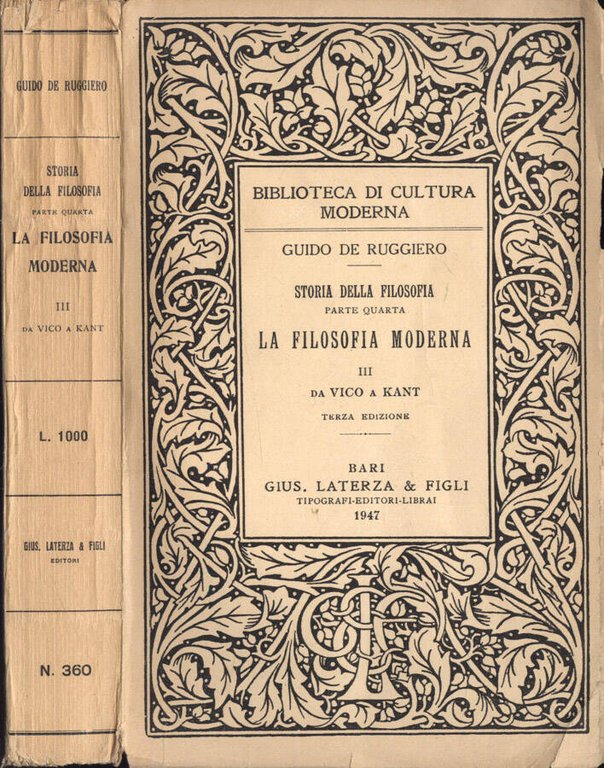Storia della filosofia parte quarta. La filosofia moderna Vol. III