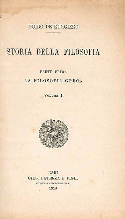 Storia della Filosofia vol. I