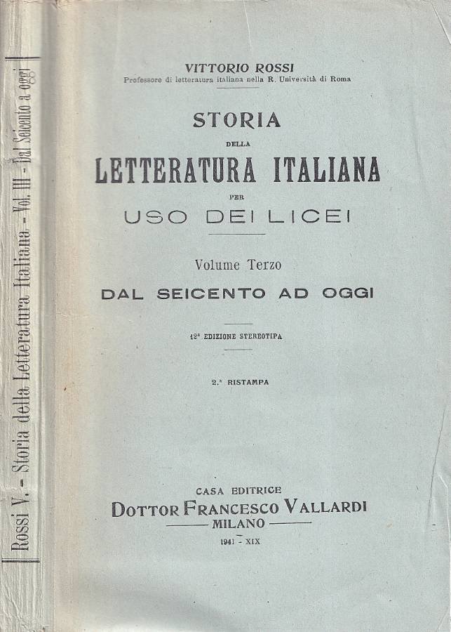 Storia della letteratura italiana, vol. III
