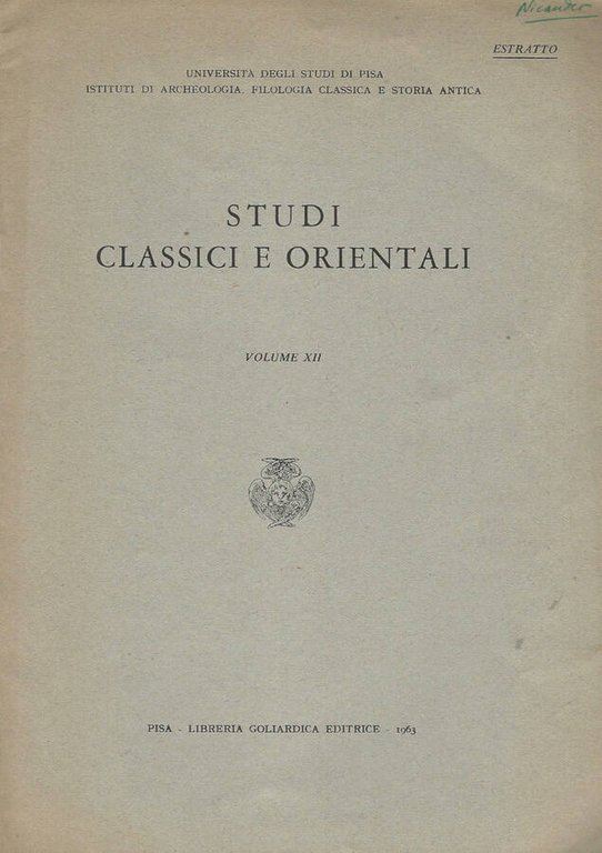 Studi Classici e Orientali Volume XII | Immagine Gallery 2