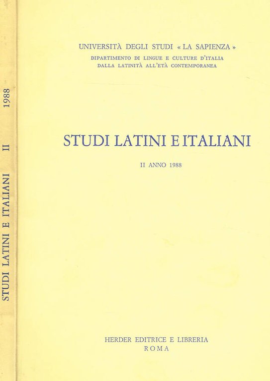 STUDI LATINI E ITALIANI II ANNO 1988