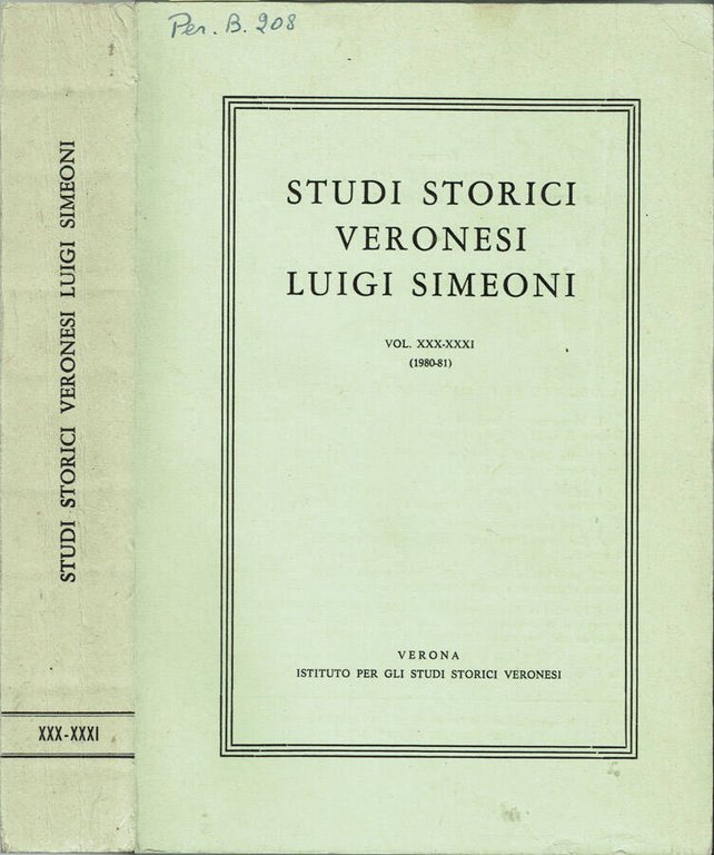 Studi Storici Veronesi Luigi Simeoni