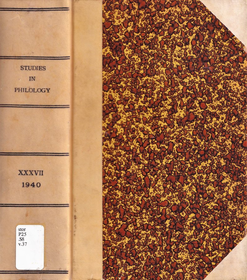 Studies in philology, volume XXXVII, 1940