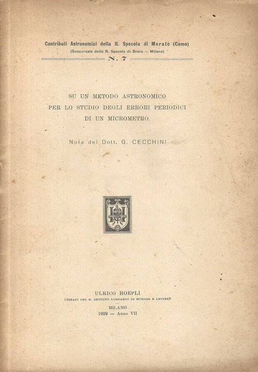 Su un metodo astronomico per lo studio degli errori periodici …