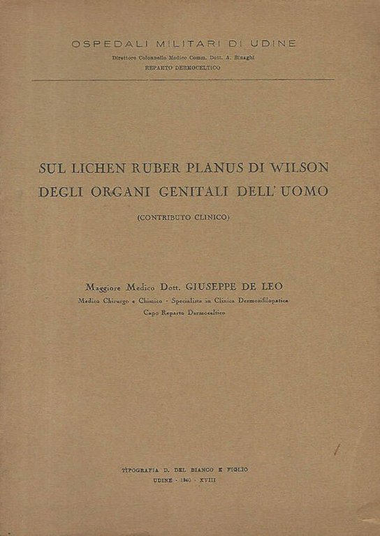 Sul Lichen Ruber Planus di Wilson degli organi genitali dell'uomo