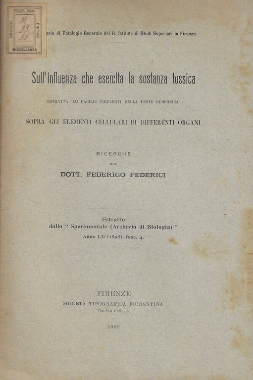 Sull'influenza che esercita la sostanza tossica estratta dai Bacilli virulenti … | Immagine Gallery 2