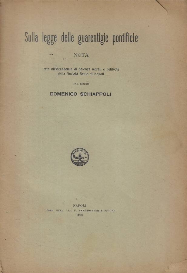 Sulla legge delle guarentigie pontificie | Immagine principale