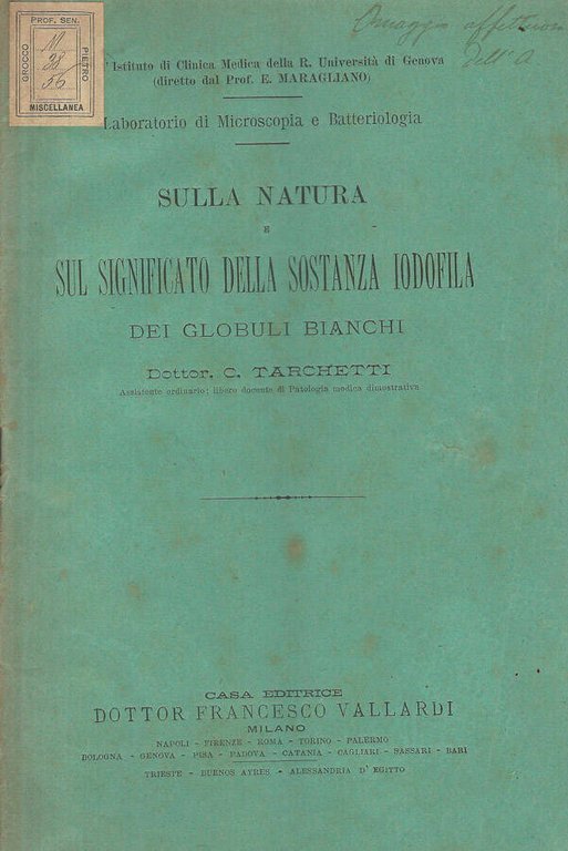 Sulla natura e sul significato della sostanza iodofila dei globuli …