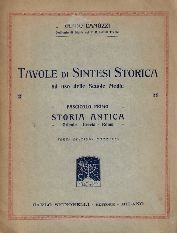 Tavole di Sintesi Storica ad uso delle Scuole Medie Fascicolo …