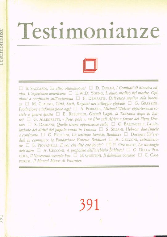TESTIMONIANZE anno XL n.391