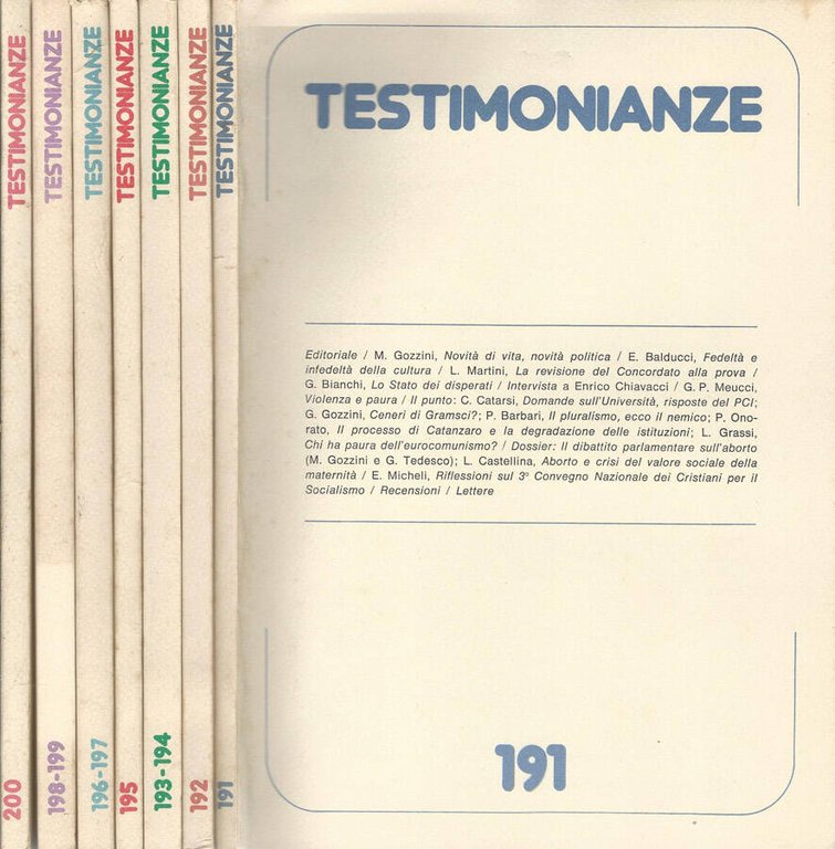 Testimonianze Anno XX- annata completa