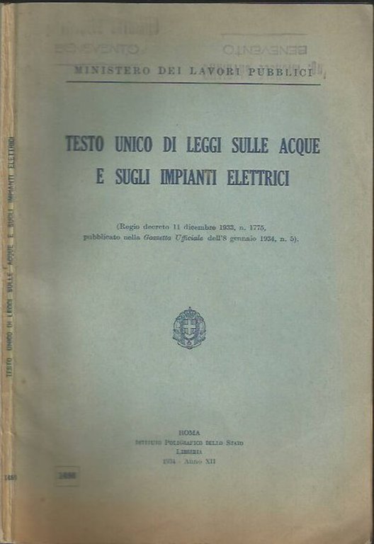 TESTO UNICO DI LEGGI SULLE ACQUE E SUGLI IMPIANTI ELETTRICI | Immagine Gallery 2