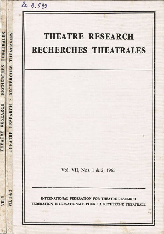 Theatre Research - Recherches Theatrales