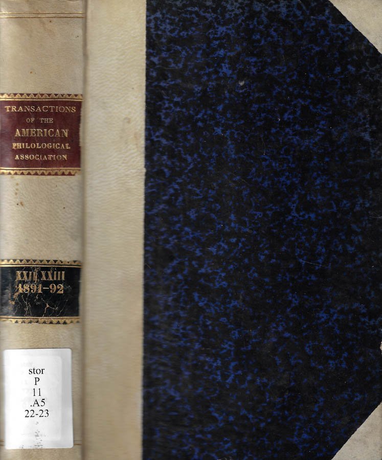 Transactions and proceedings of the American philological association Vol. XXII, …