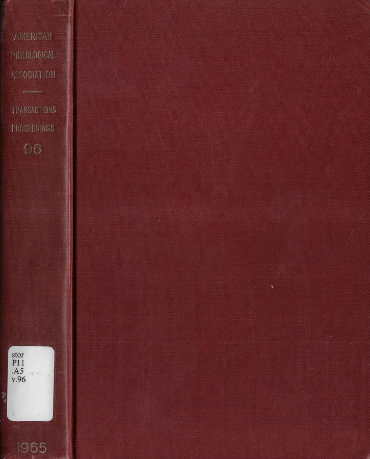 Transactions and proceedings of the American philological association Volume 96 …