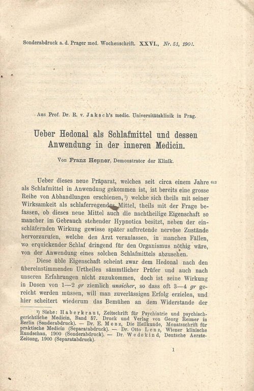 Ueber Hedonal als Schlafmittel und dessen Anwendung in der inneren …