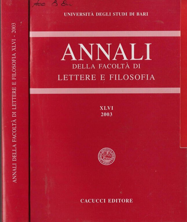 Università degli Studi di Bari annali della Facoltà di Lettere …