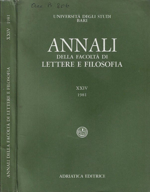 Università degli Studi di Bari annali della Facoltà di Lettere …