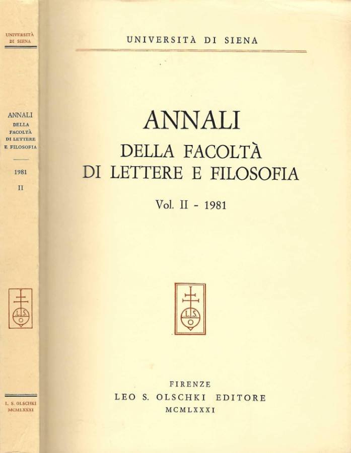 Università di Siena. Annali della Facoltà di Lettere e Filosofia | Immagine principale